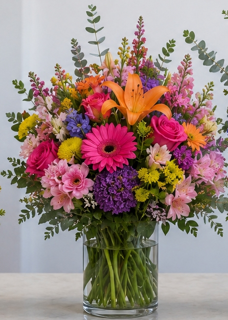 Foto de Arreglo floral surtido con florero
